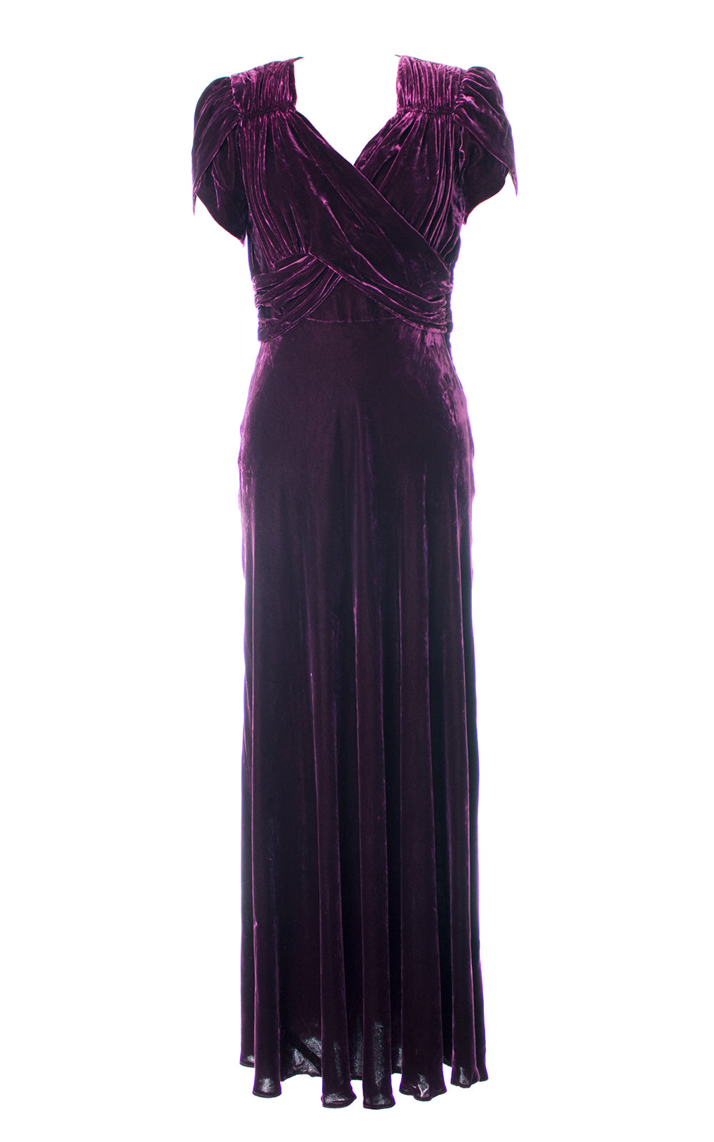 1930s 1940s Purple Velvet Long Gown