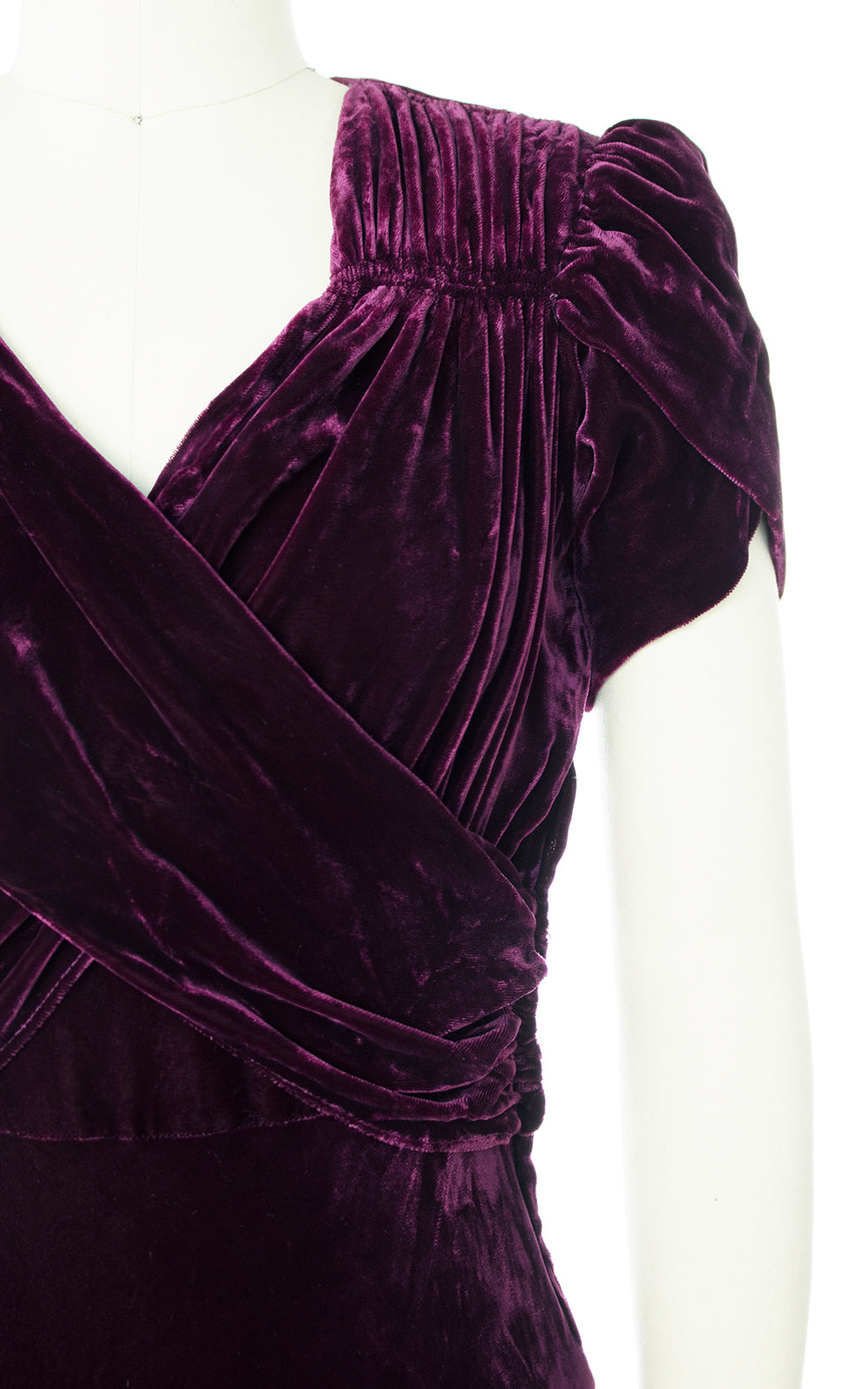 1930s 1940s Purple Velvet Long Gown