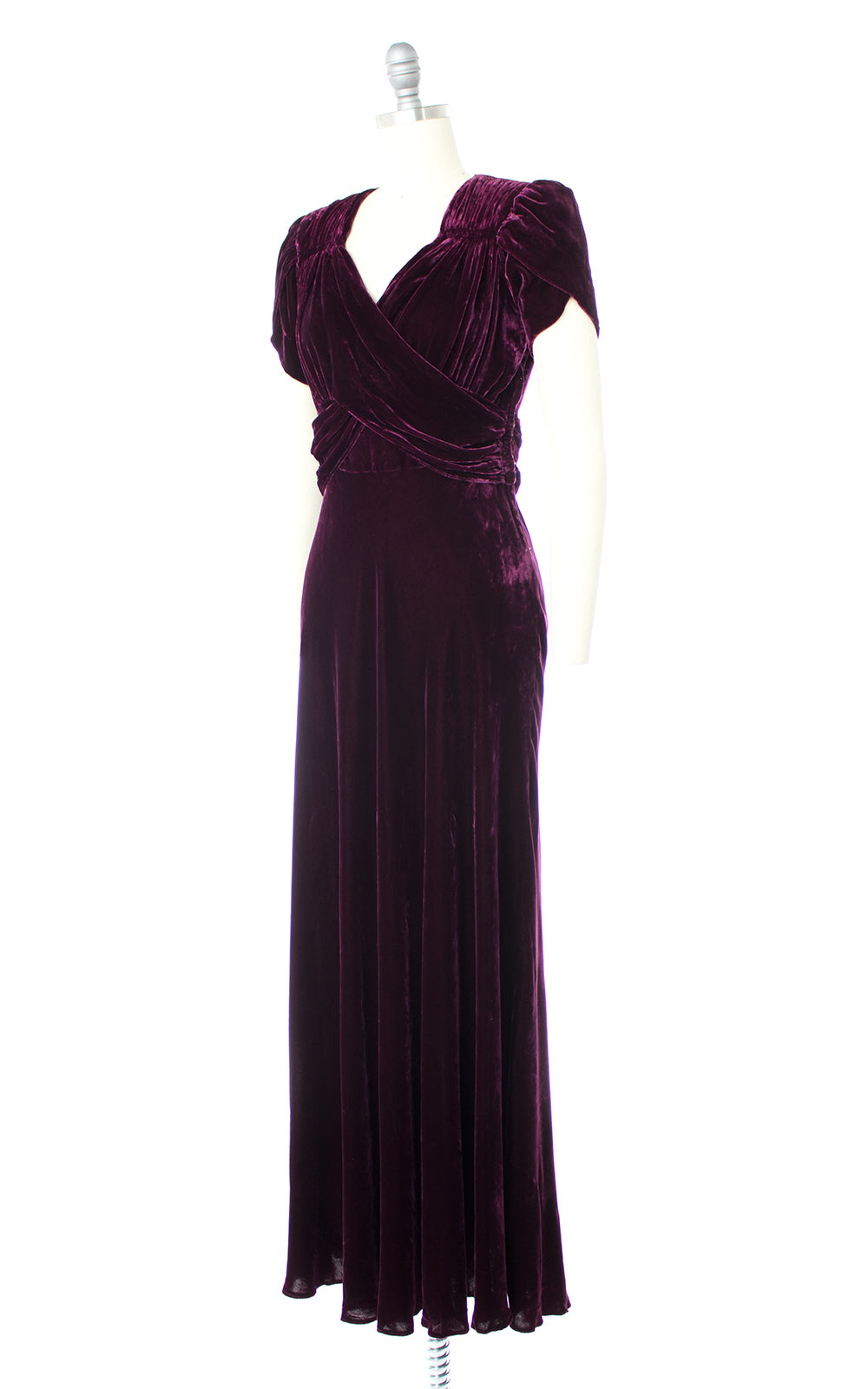 1930s 1940s Purple Velvet Long Gown