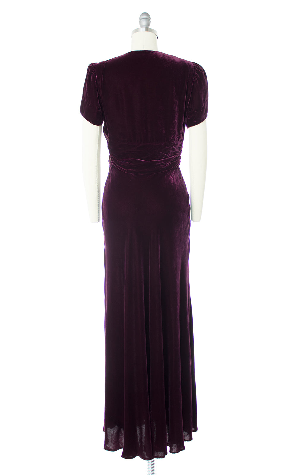 1930s 1940s Purple Velvet Long Gown