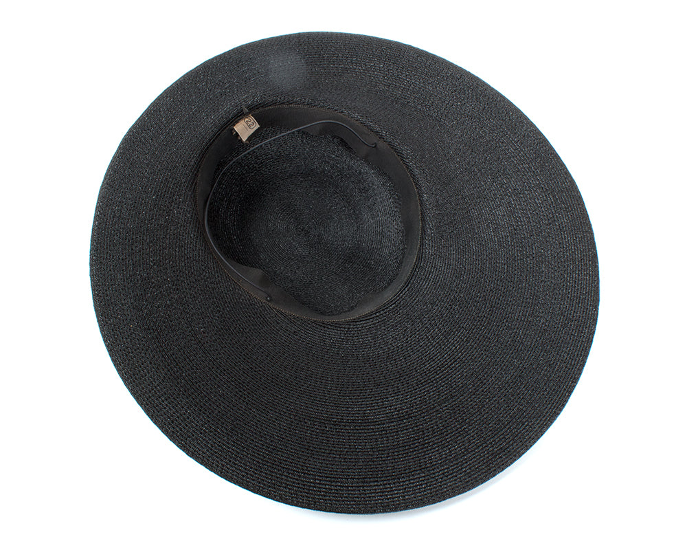 1950s Black Woven Wide Brim Sun Hat