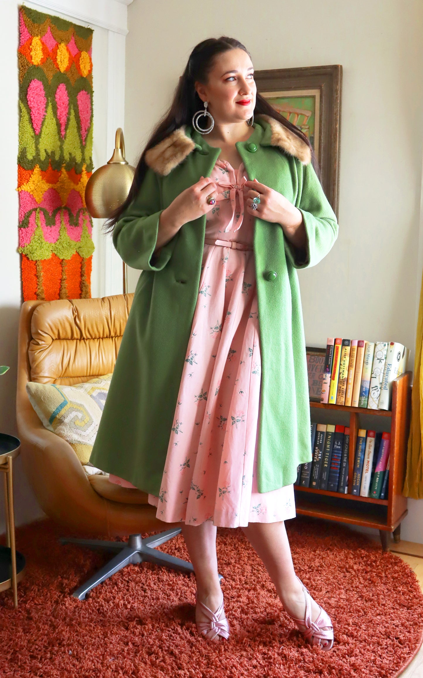 1960s Olive Green Wool & Mink Fur Coat | medium/large