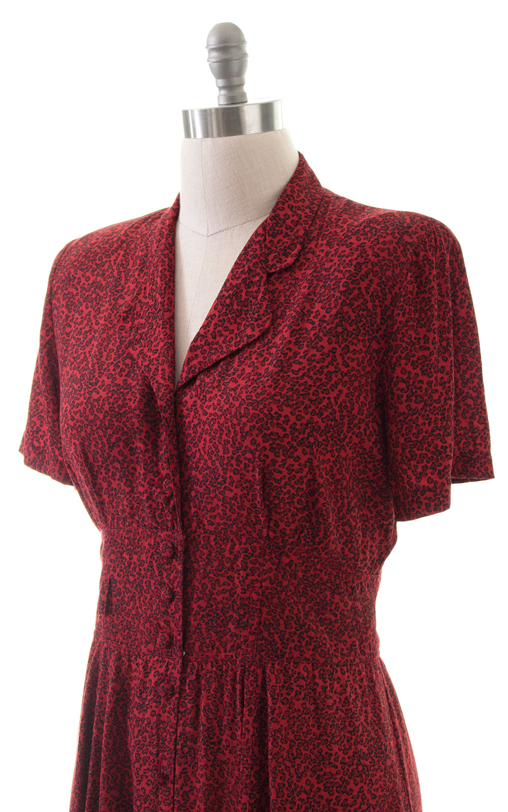 1980s Leopard Print Rayon Shirtwaist Dress