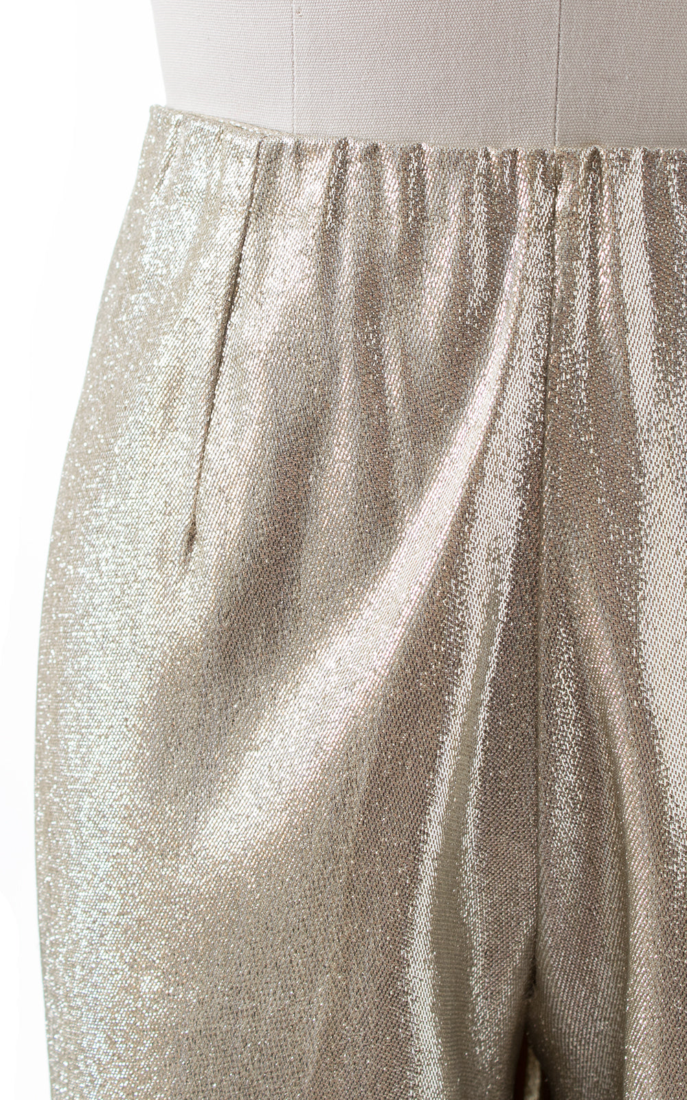 1950s Metallic Silver Lamé Cigarette Pants