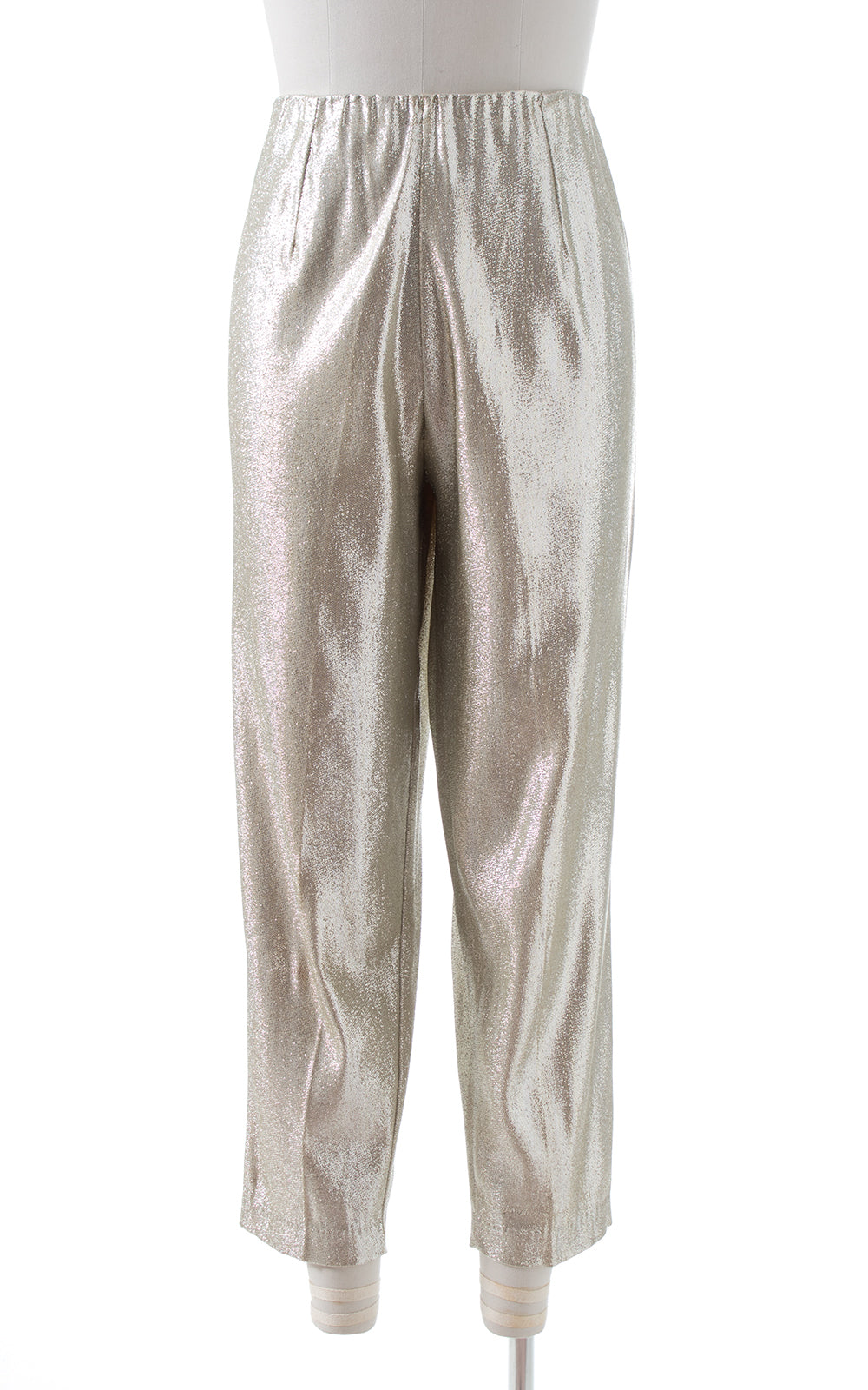 1950s Metallic Silver Lamé Cigarette Pants