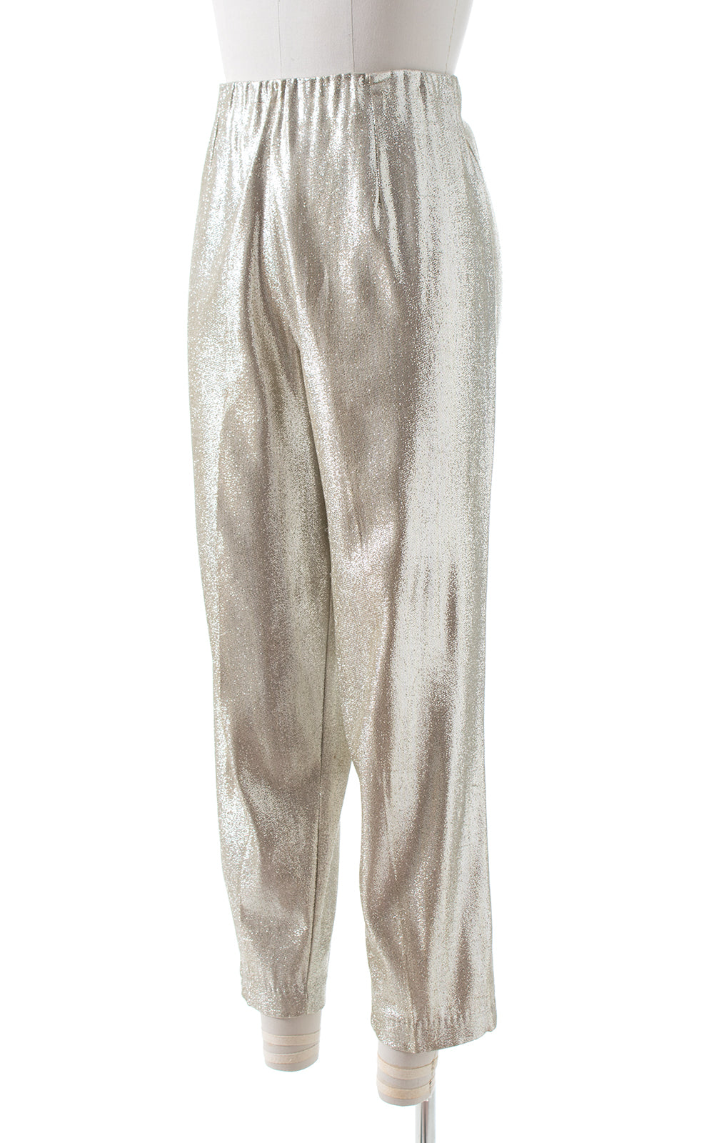 1950s Metallic Silver Lamé Cigarette Pants