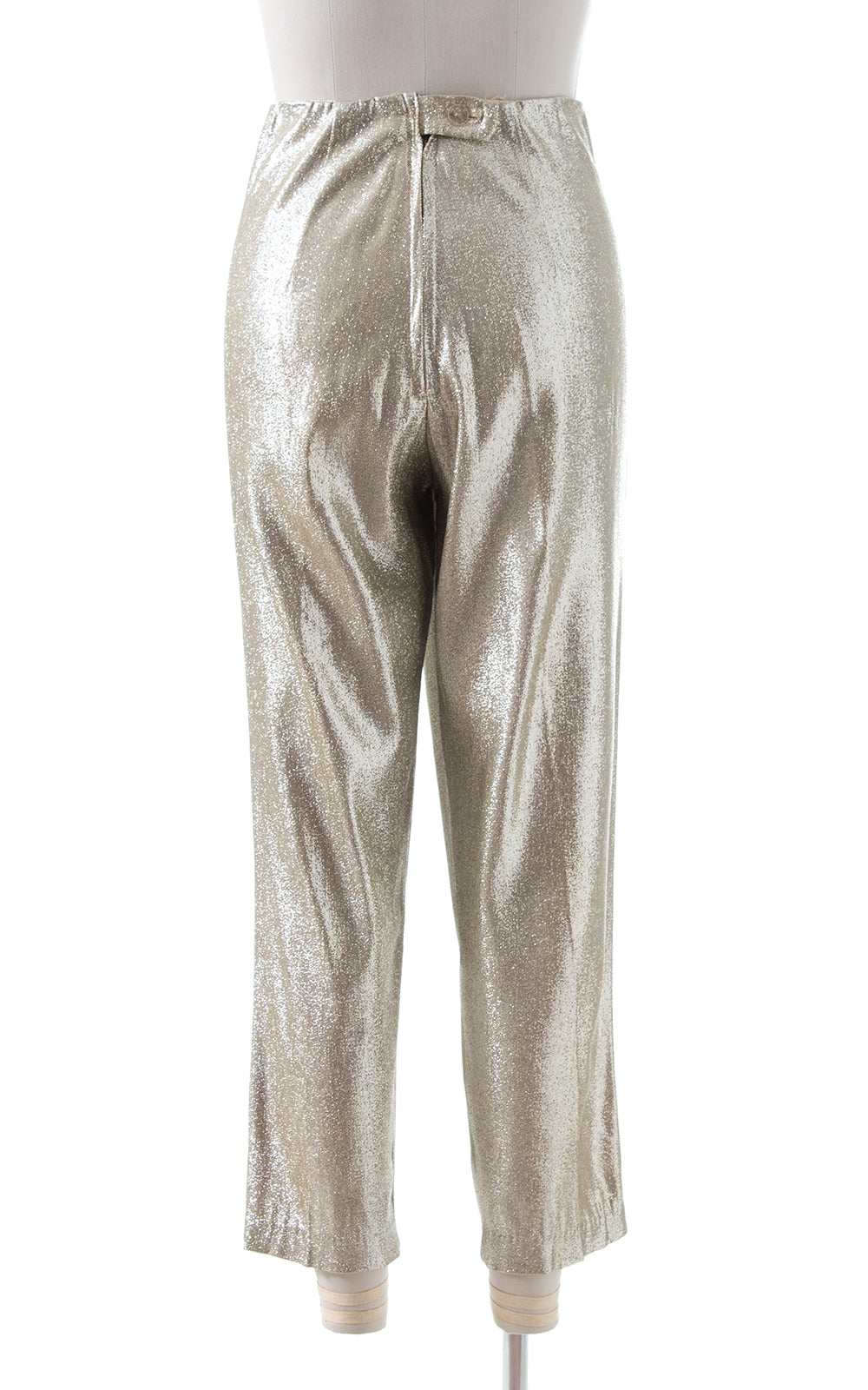 1950s Metallic Silver Lamé Cigarette Pants