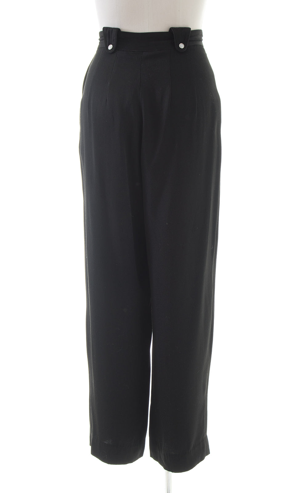 1940s Western Pearl Snap Black Rayon Pants