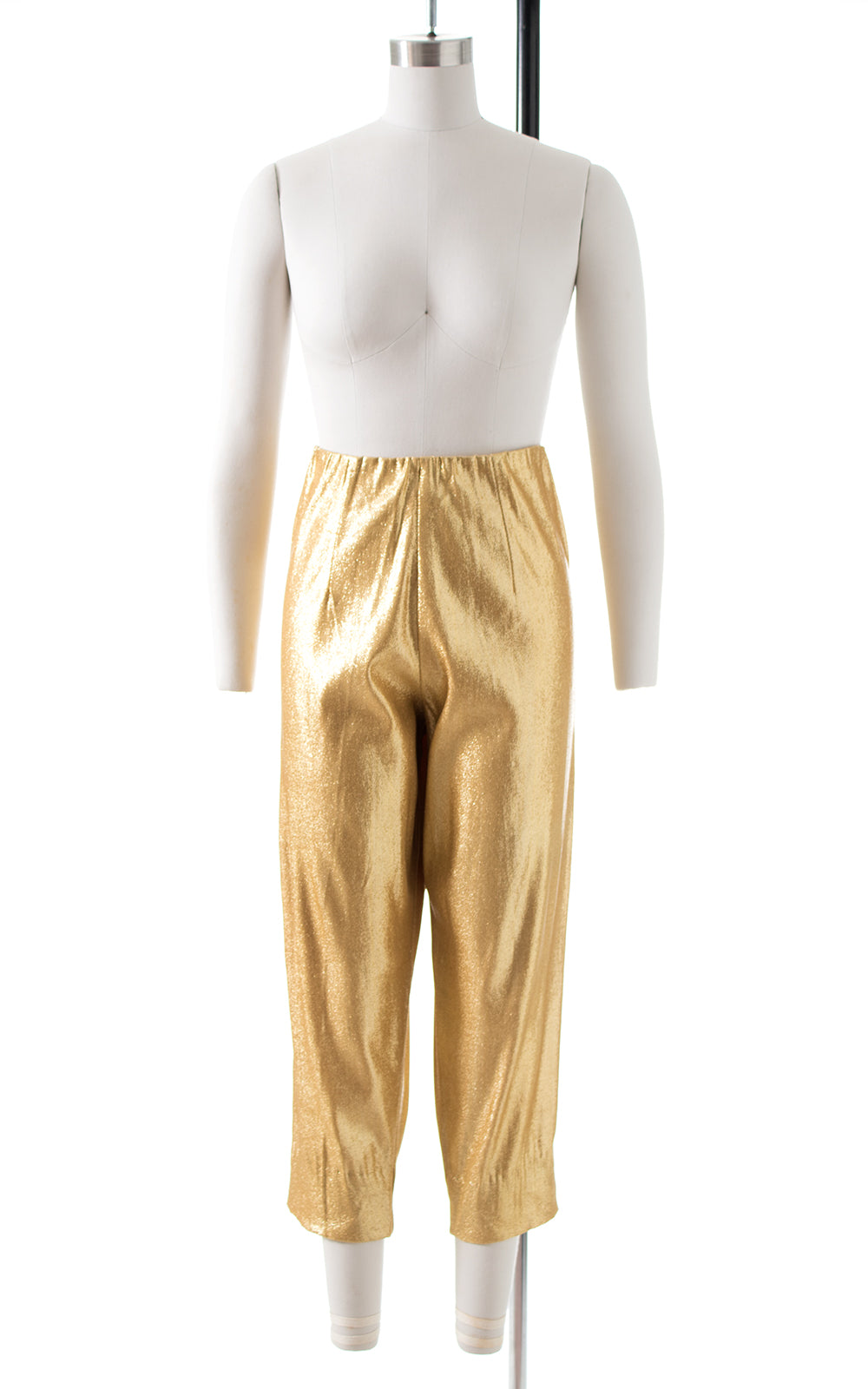 1950s Metallic Gold Lamé Cigarette Pants | small