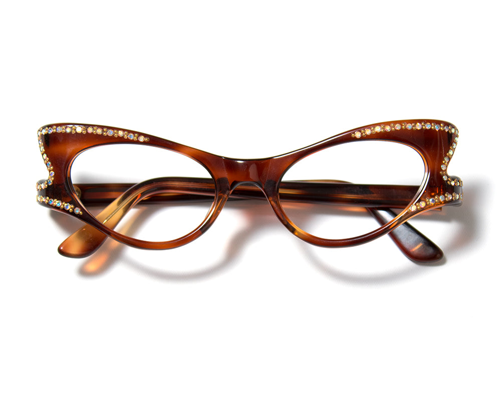 1950s Carved Tortoiseshell Lucite Frames with Rhinestones