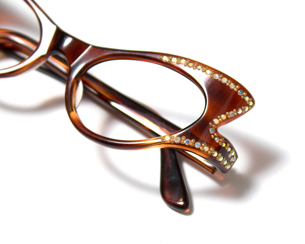 1950s Carved Tortoiseshell Lucite Frames with Rhinestones