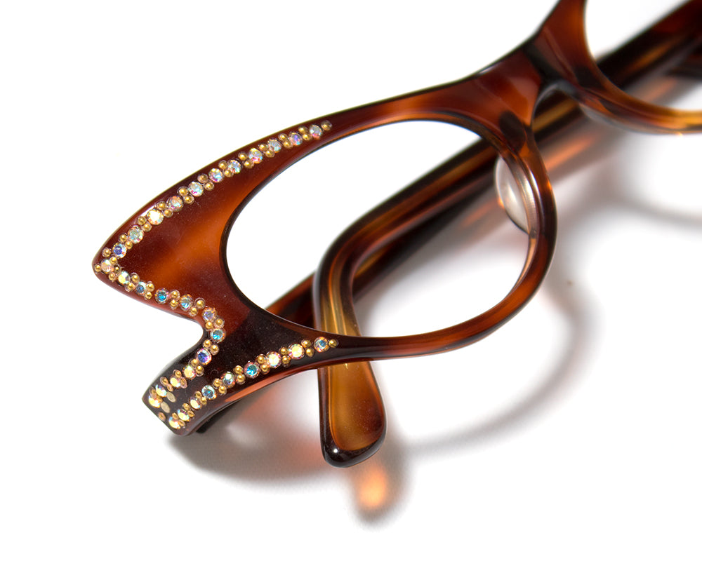 1950s Carved Tortoiseshell Lucite Frames with Rhinestones