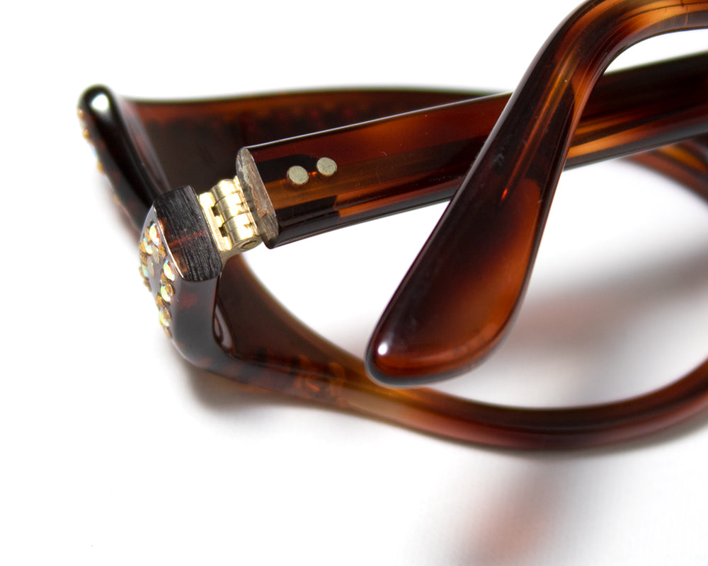 1950s Carved Tortoiseshell Lucite Frames with Rhinestones