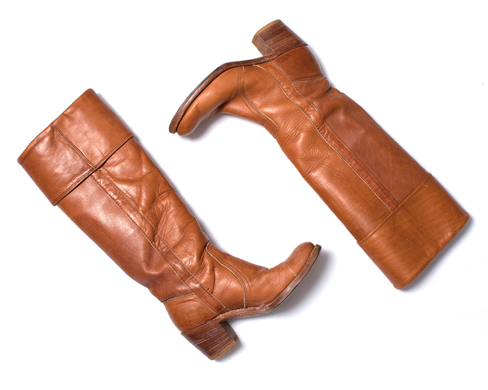 1970s Frye Leather Knee High Campus Boots
