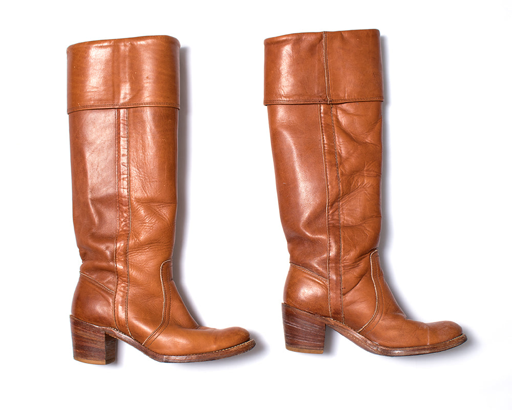 1970s Frye Leather Knee High Campus Boots