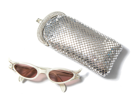 1980s Silver-Tone Metal Mesh Glasses Case