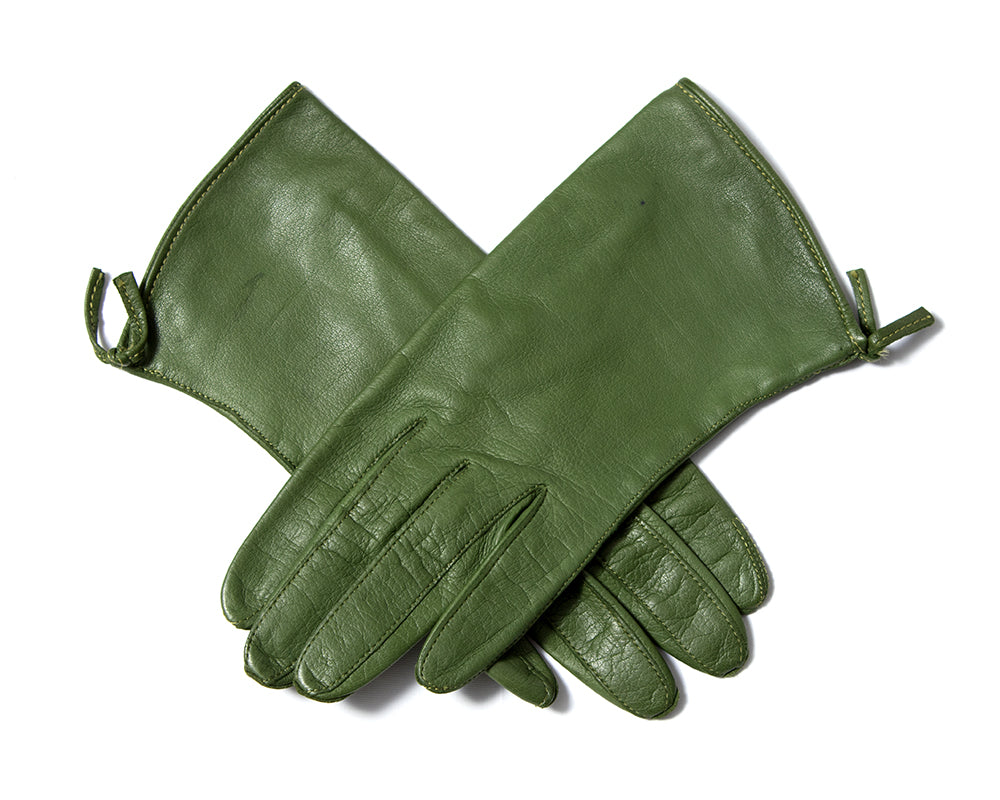 1960s Claire McCardell Green Leather Gloves