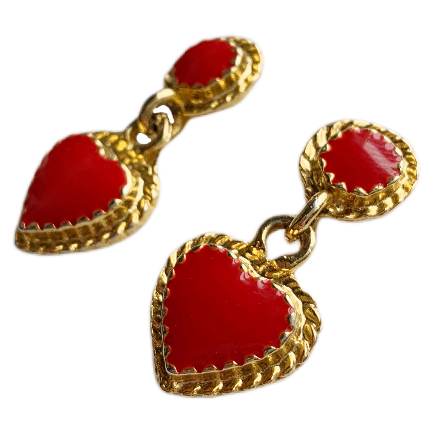 1980s Heart Enamel Earrings