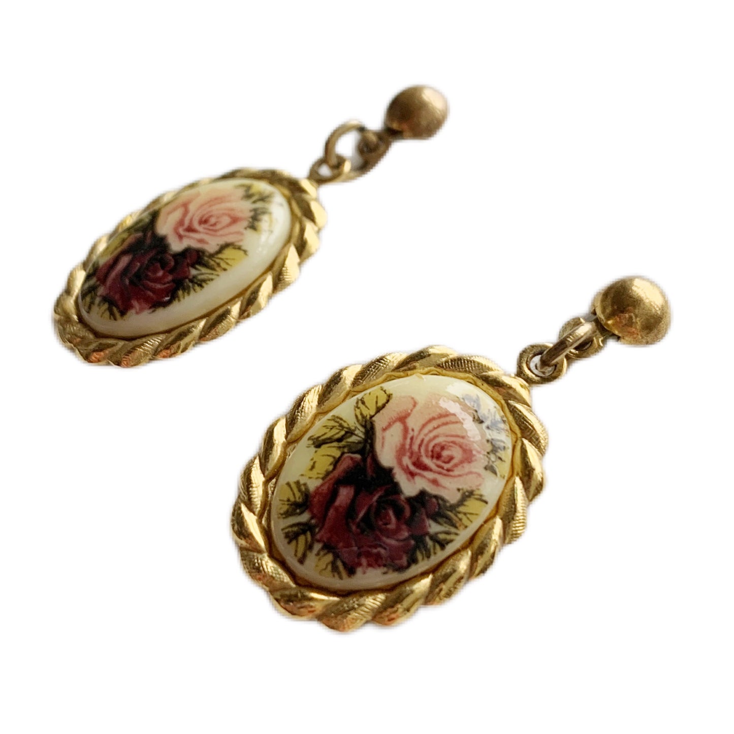 1980s Romantic Rose Earrings