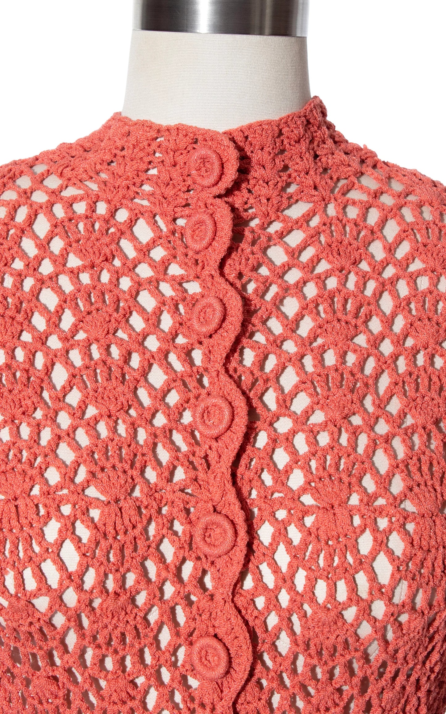 1970s Peach Crochet Sweater Dress | x-small/small/medium/large