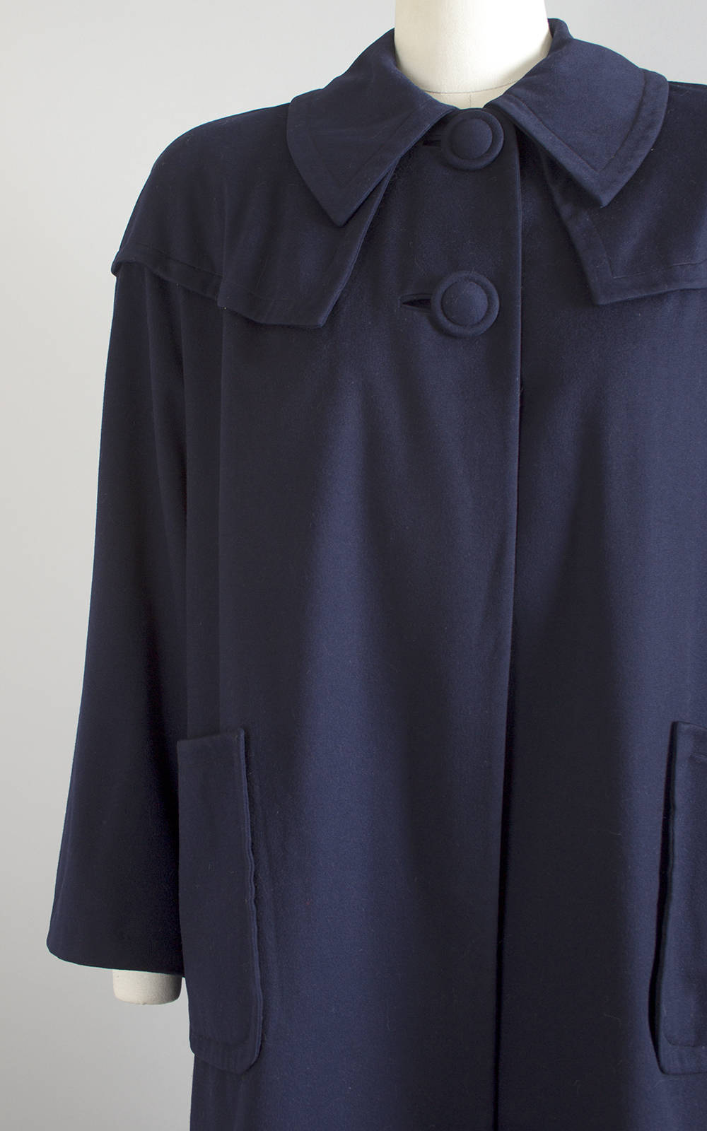 Vintage 1950s Coat | 50s FORSTMANN Navy Blue Wool Swing Coat Minimalist Jacket (medium/large)