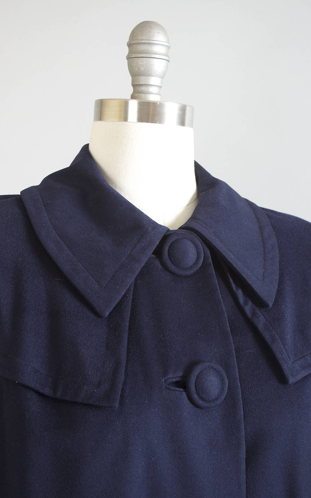 Vintage 1950s Coat | 50s FORSTMANN Navy Blue Wool Swing Coat Minimalist Jacket (medium/large)