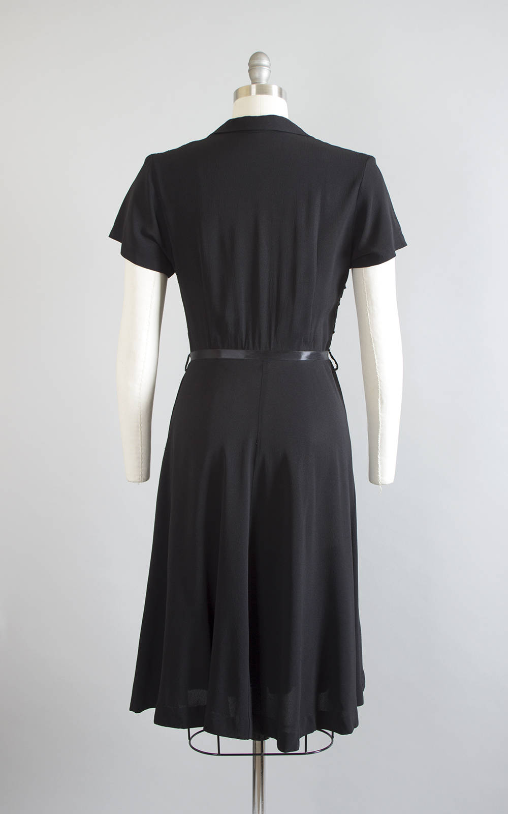 1940s Beaded Pintuck Black Rayon Cocktail Dress | medium Birthday Life Vintage 1940s Beaded Pintuck Black Rayon Cocktail Dress | medium Birthday Life Vintage