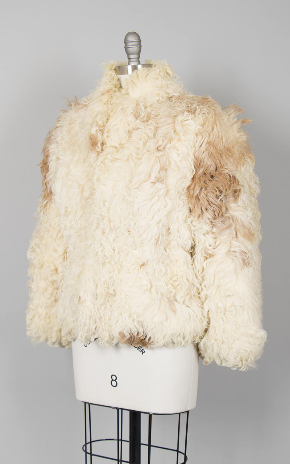 Vintage 1970s Coat | 70s Mongolian Lamb Fur Curly Shaggy Coat Short Boho Almost Famous Jacket (small)