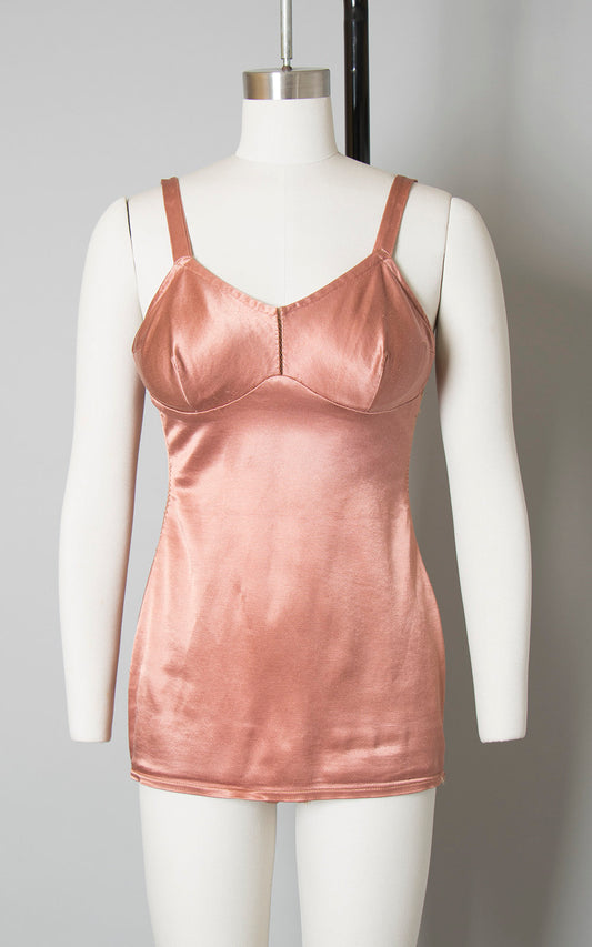 Vintage 1940s Swimsuit | 40s Copper Satin One Piece Pinup Bombshell Bathing Suit (small/medium)