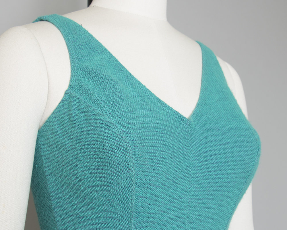 Vintage 1960s Swimsuit | 60s JANTZEN Aqua Teal Knit One Piece Open Back Bathing Suit (small/medium)