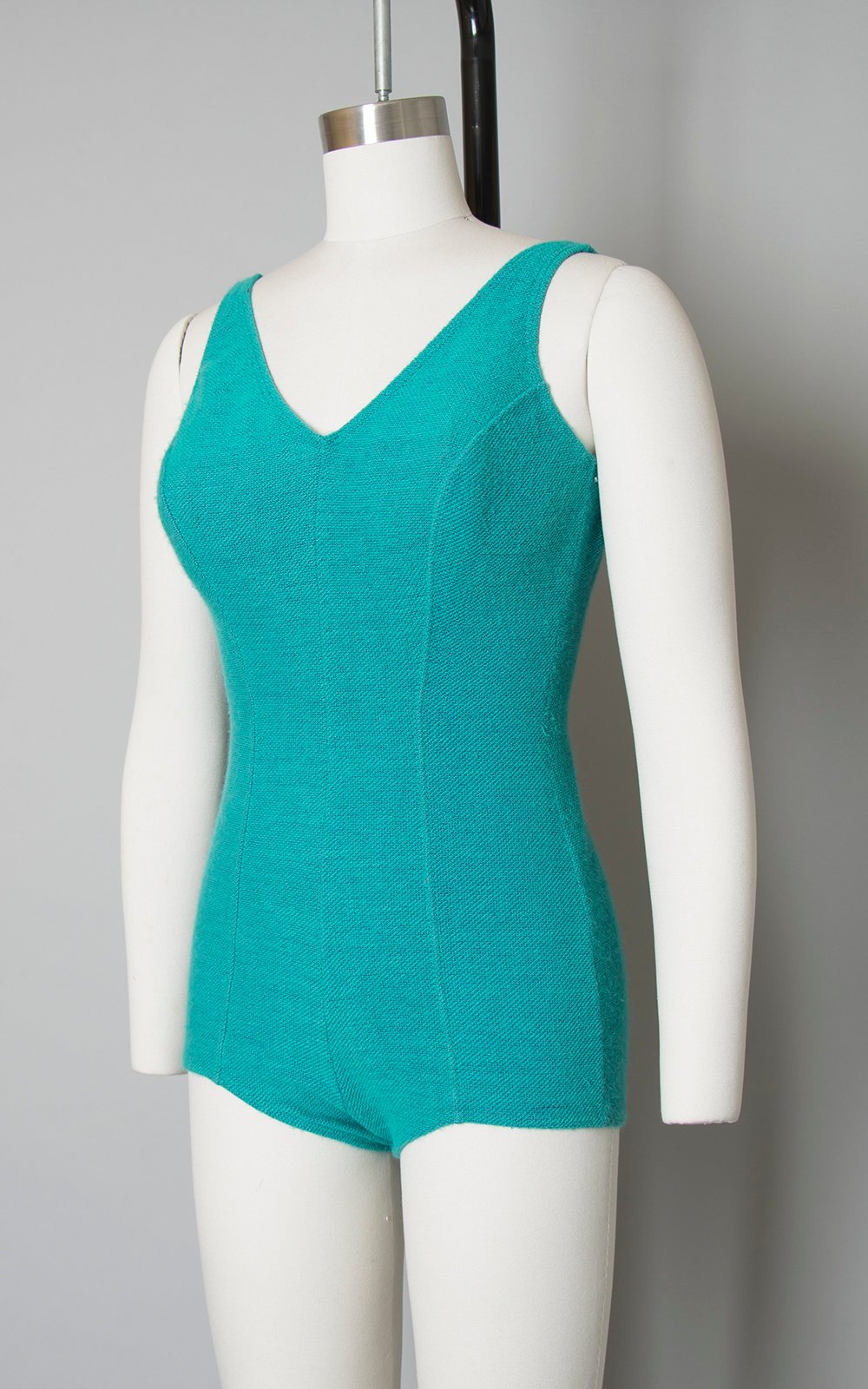 Vintage 1960s Swimsuit | 60s JANTZEN Aqua Teal Knit One Piece Open Back Bathing Suit (small/medium)