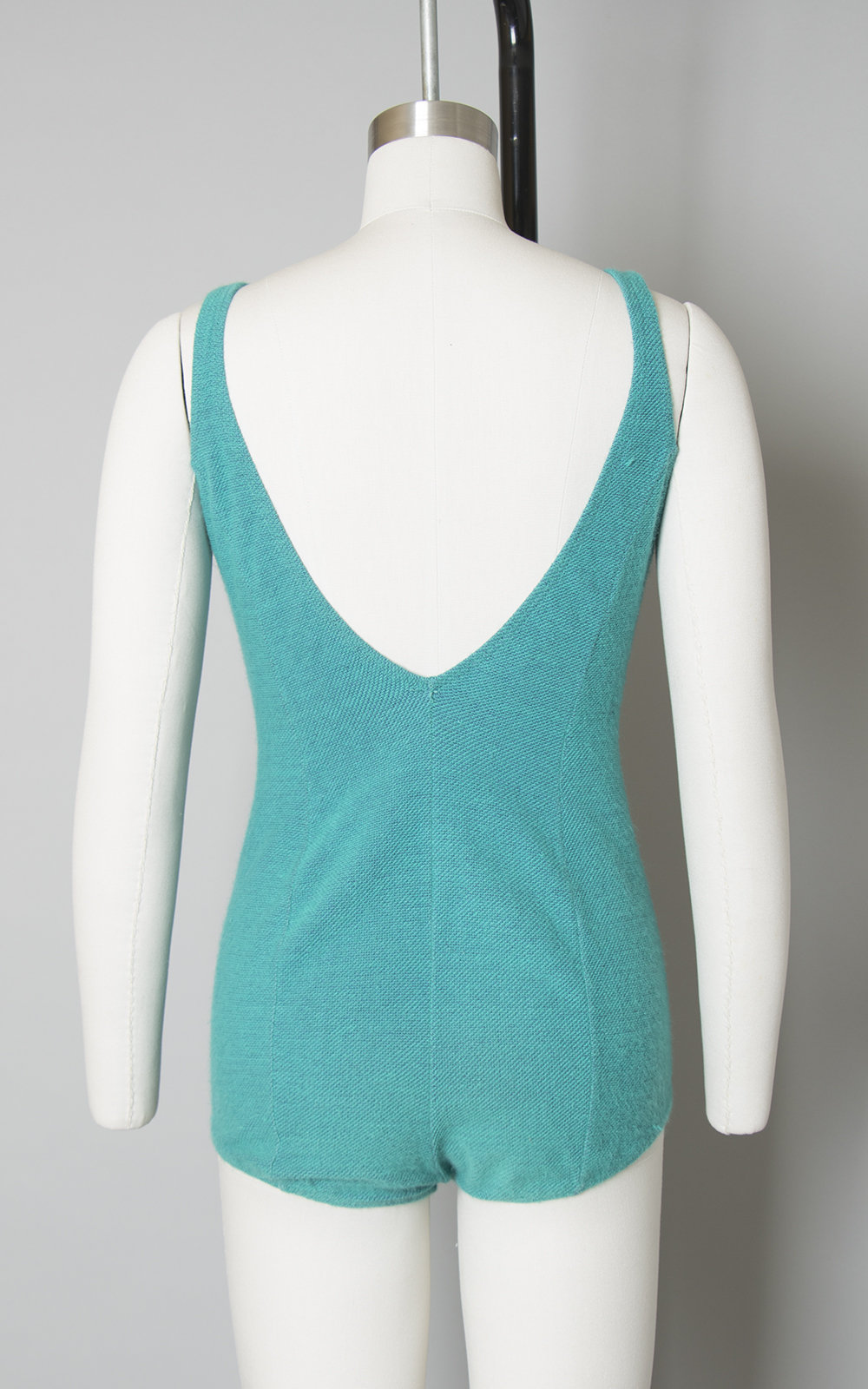 Vintage 1960s Swimsuit | 60s JANTZEN Aqua Teal Knit One Piece Open Back Bathing Suit (small/medium)