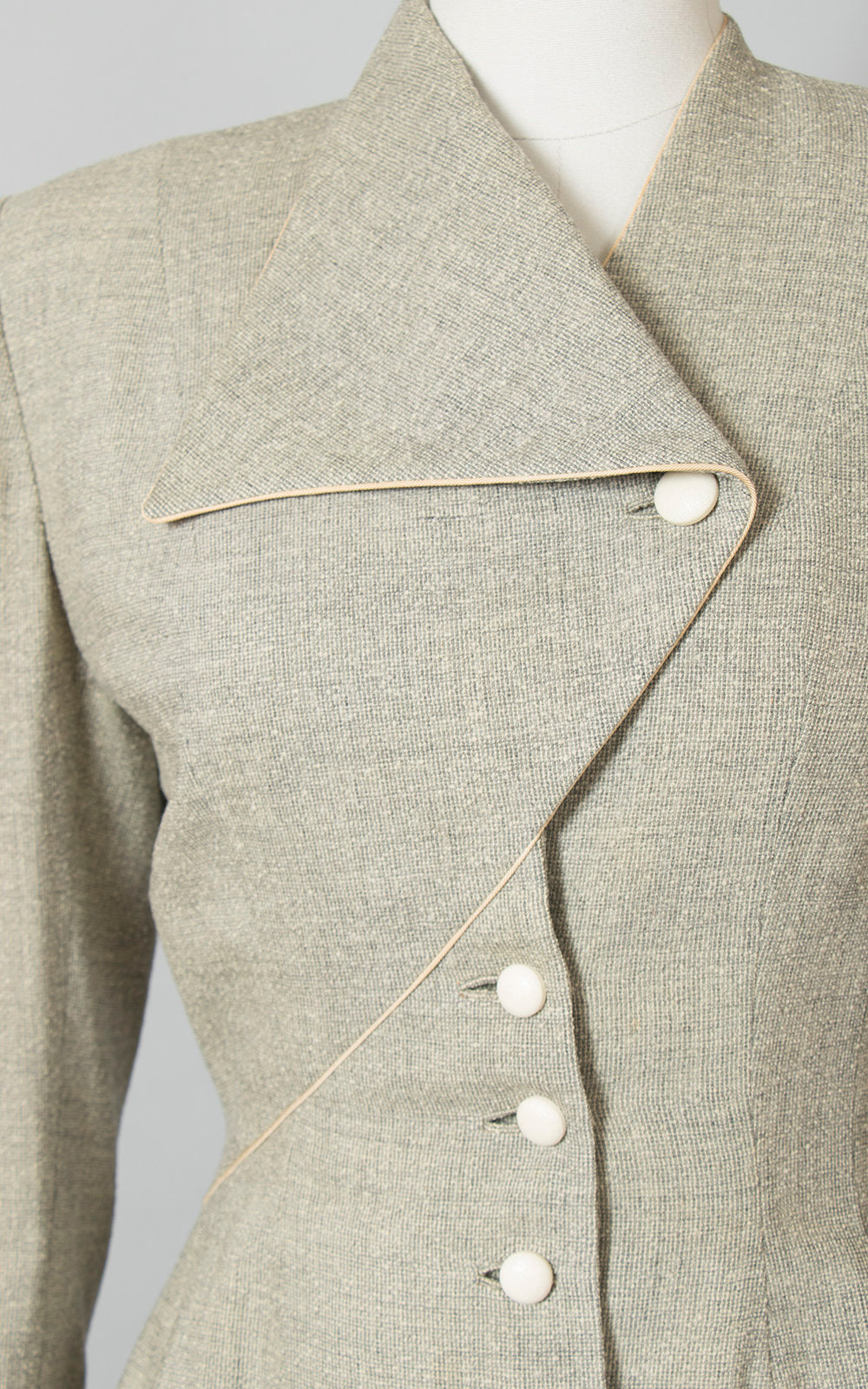 Vintage 1950s Suit | 50s LILLI ANN Grey Flecked Nubby Wool Asymmetrical Tailored 2 Piece Blazer Skirt Suit (small/medium)