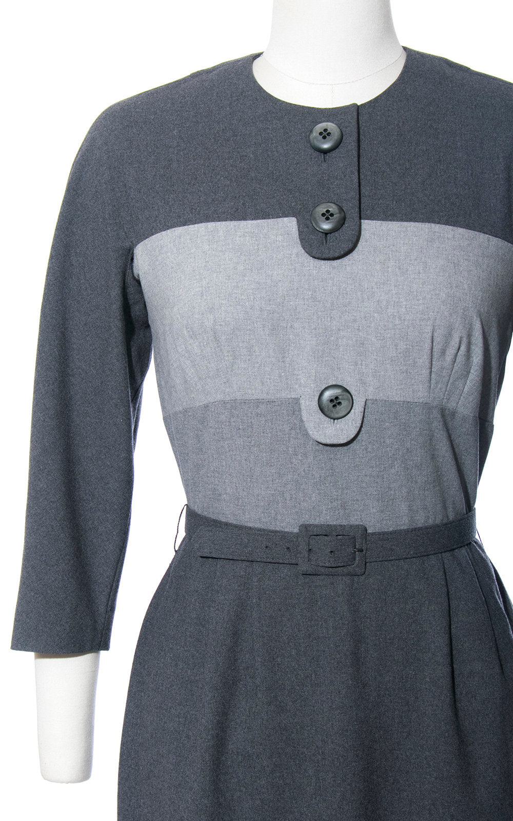grey wiggle dress vintage 1950s grey wool wiggle dress {m} Trunk of Dresses