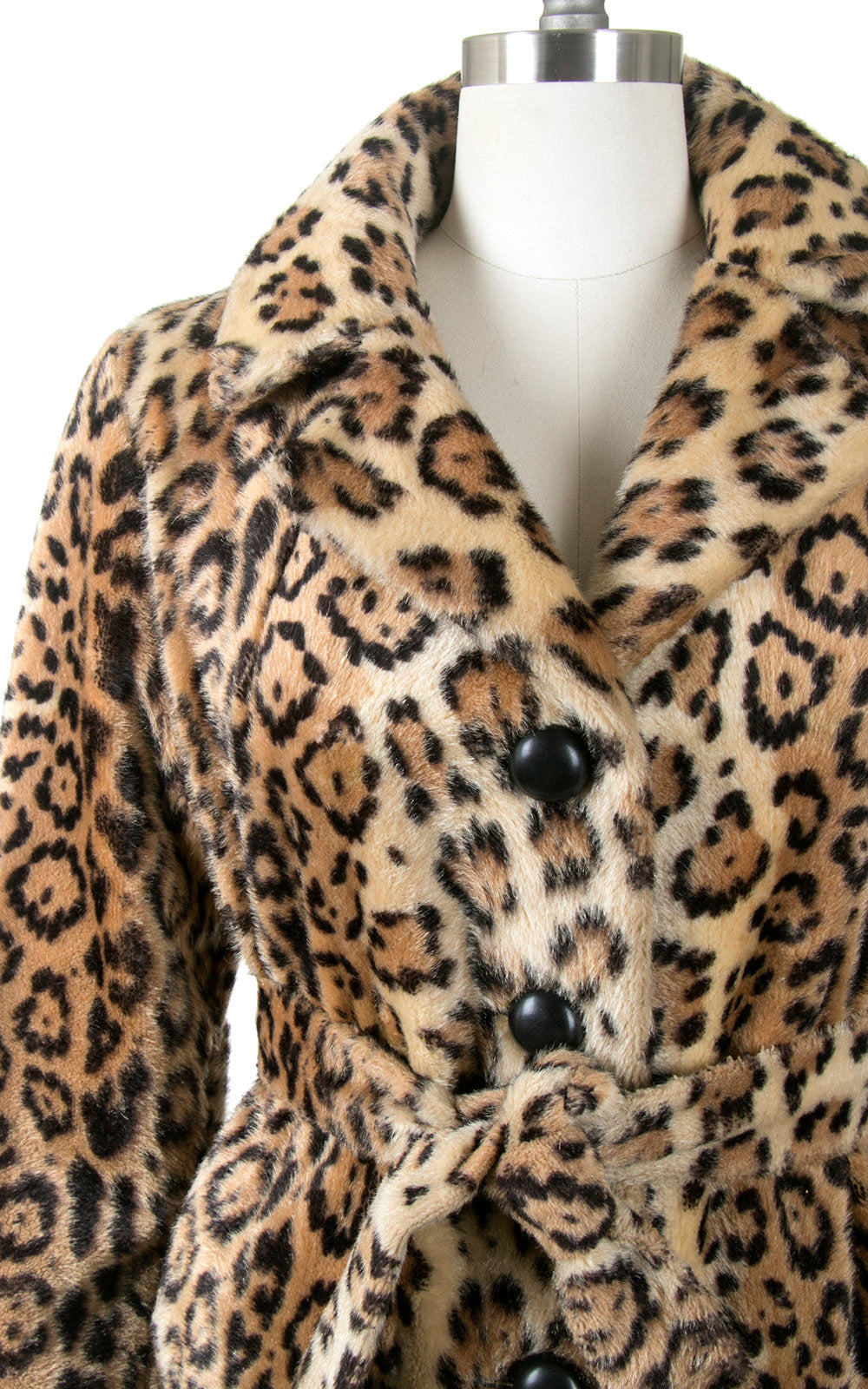 Vintage 1960s Coat | 60s Leopard Print Faux Fur Belted Animal Print Short Winter Jacket (small/medium)