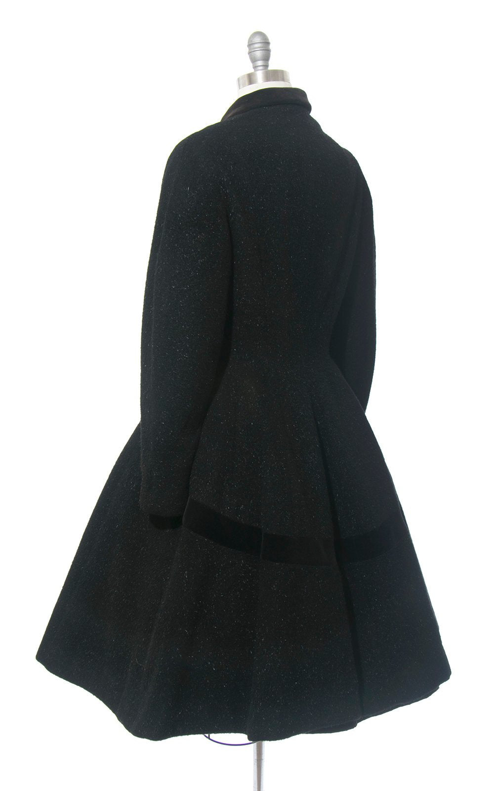 1950s Lilli Ann Black Wool Mohair Princess Coat | medium