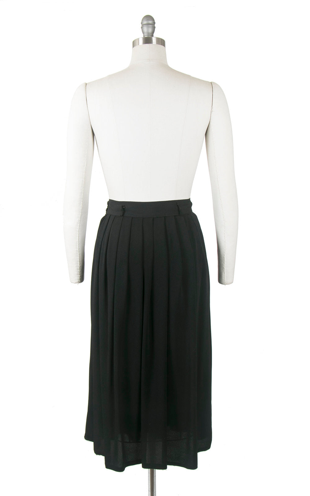 Vintage 1940s Skirt | 40s Black Cold Rayon Pleated Full Swing Skirt (small/medium)