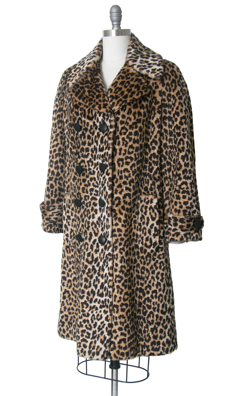 1960s Leopard Print Faux Fur Double Breasted Coat | medium/large ...