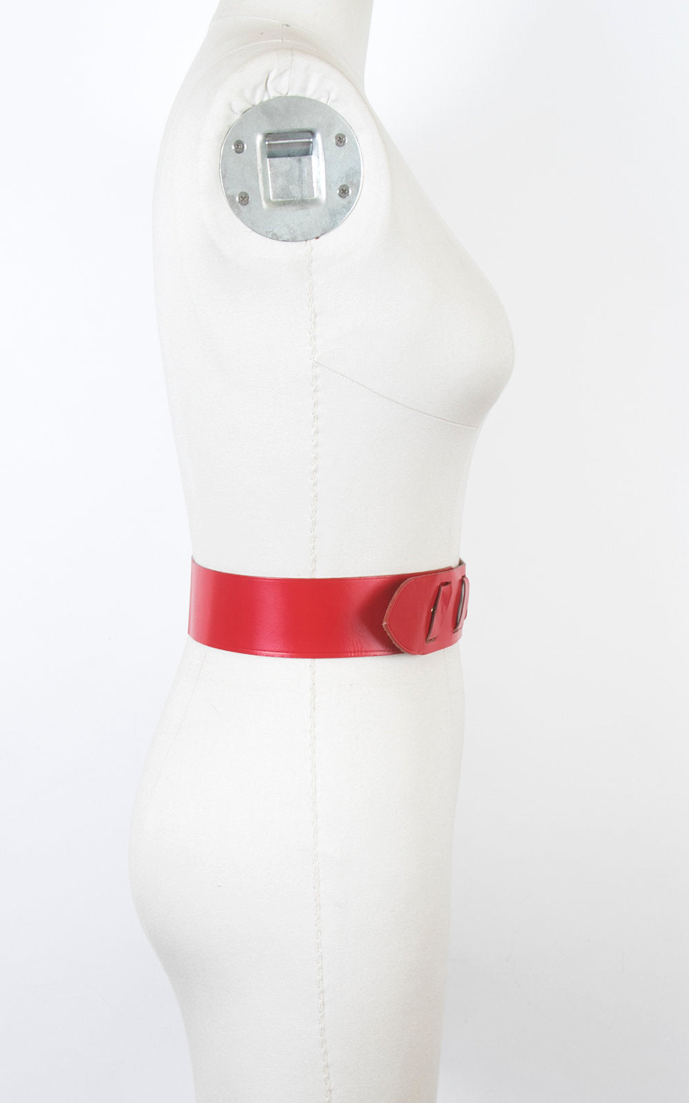 Vintage 1960s Cinch Belt | 60s Red Leather Laced Wide High Waist Belt (small/medium)