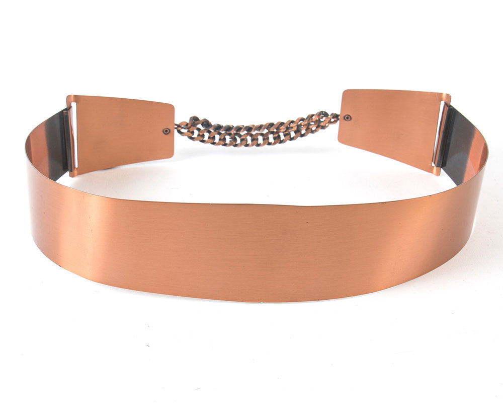 Vintage 1950s Cinch Belt | 50s Copper Metal Chain Wide High Waist Belt (small/medium)