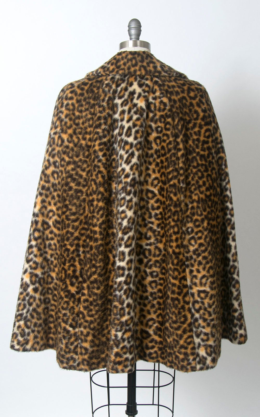 Vintage 1970s Cape | 70s Leopard Print Faux Fur Belted Animal Print Poncho Swing Coat (small/medium/large)