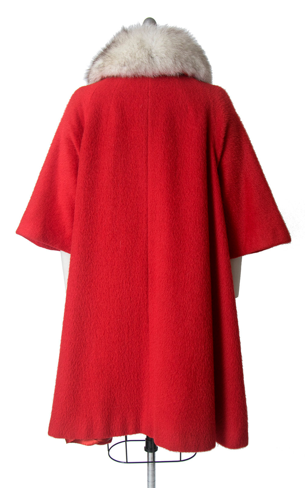 Vintage 1960s Coat | 60s LILLI ANN Red Mohair Fox Fur Collar Swing Coat (large/x-large)