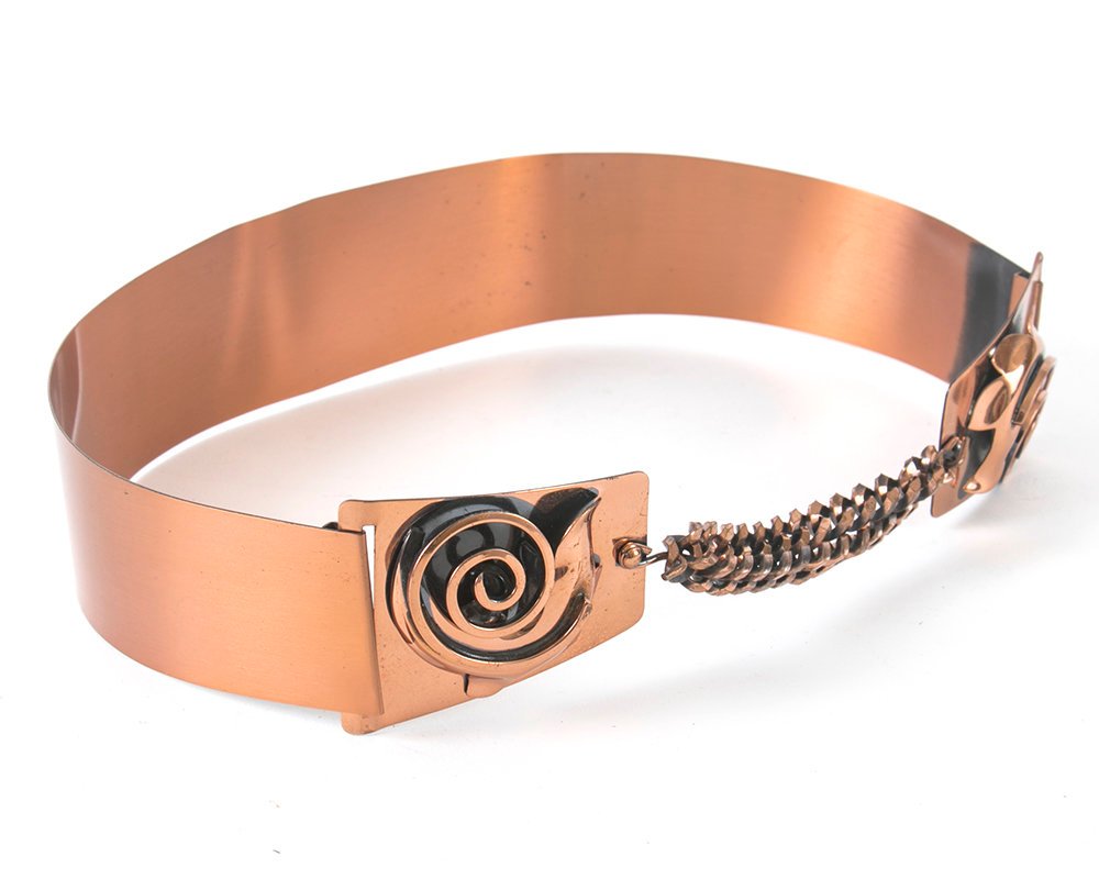 Vintage 1950s Cinch Belt | 50s Copper Metal Chain Wide High Waist Belt (small/medium)