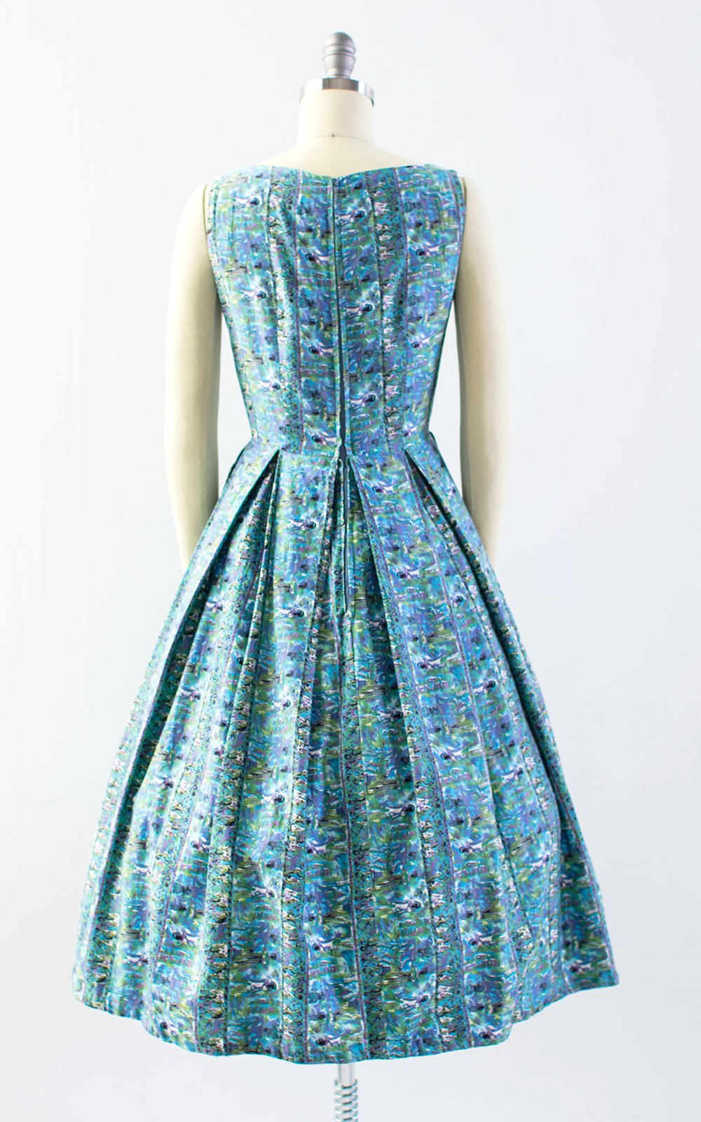 Vintage 1950s Dress | 50s Egyptian Novelty Print Cotton Sundress Blue Full Skirt Day Dress (x-small/small)