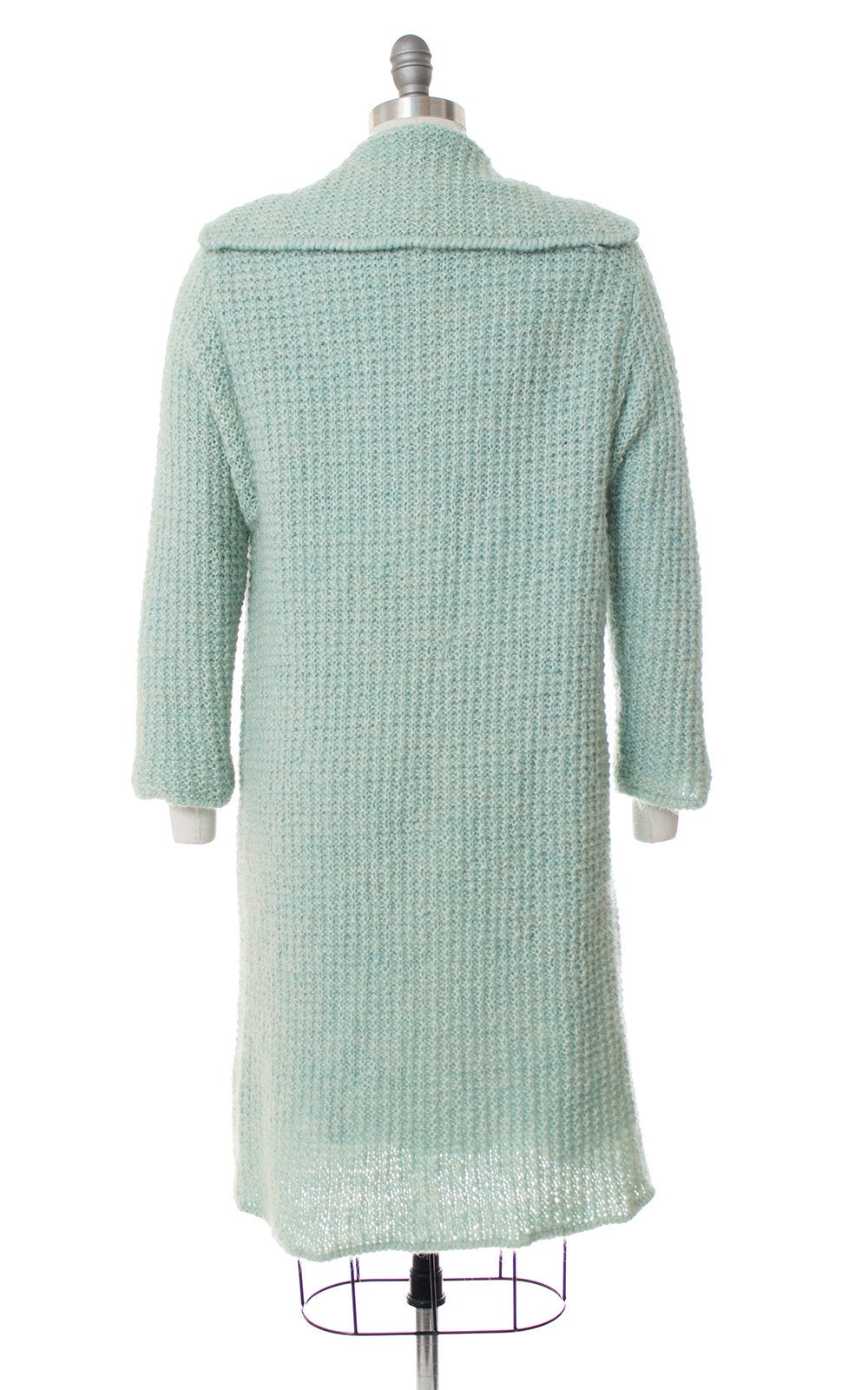 1960s Mint Blue Knit Sweater Coat