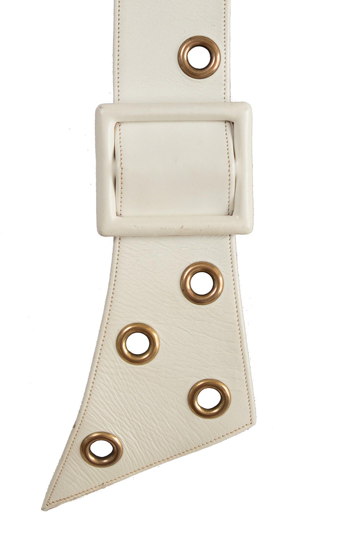 1950s White Leather Cinch Belt with Grommets | xs/small