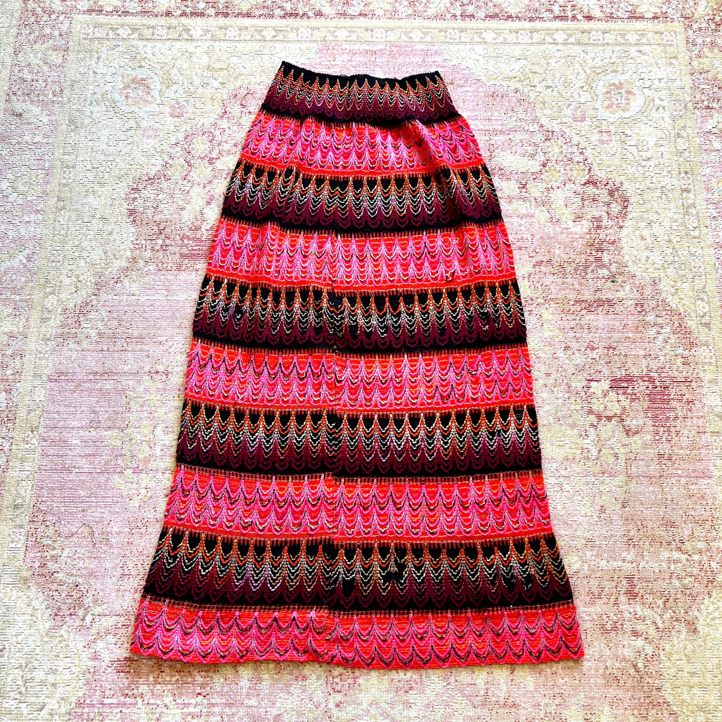 [AS-IS] 1970s Striped Knit Maxi Skirt | small/mediun/large