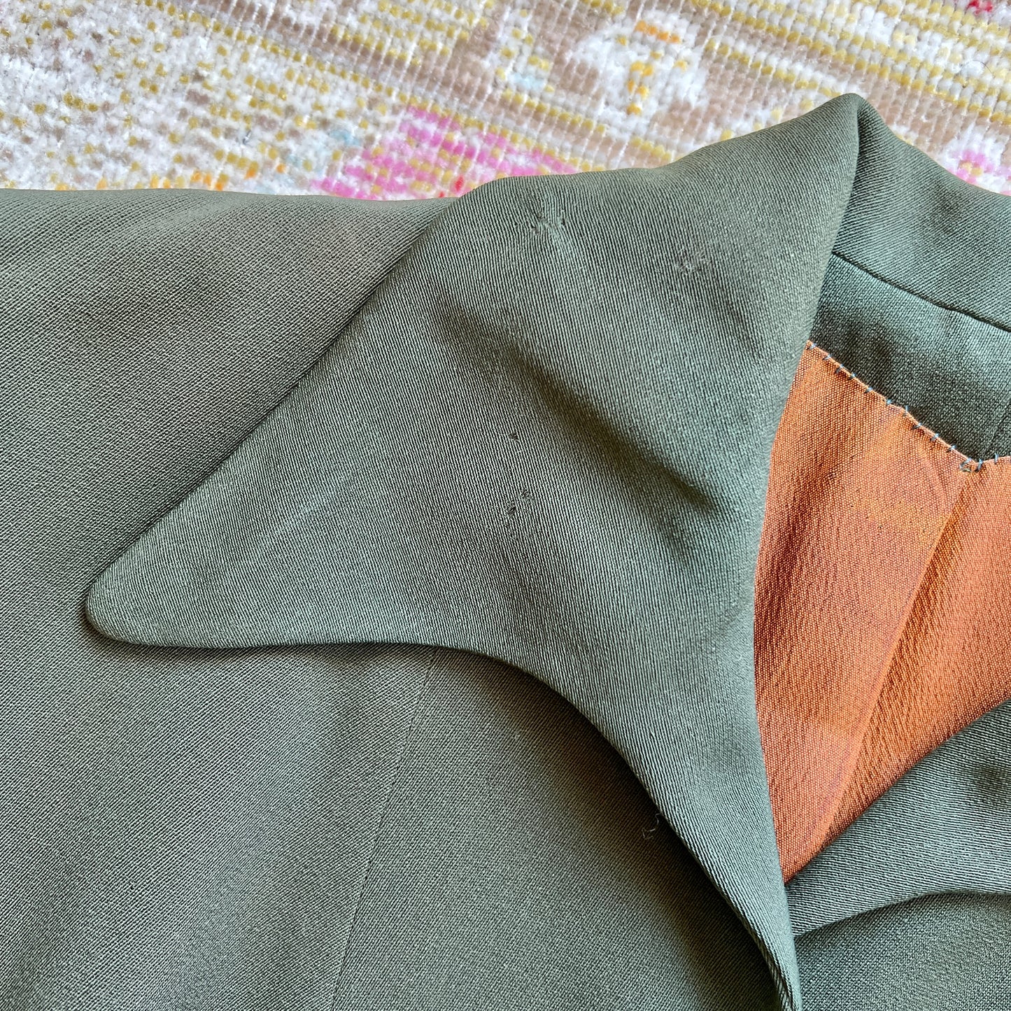 [AS-IS] 1940s Green Wool Gabardine Blazer | small/medium