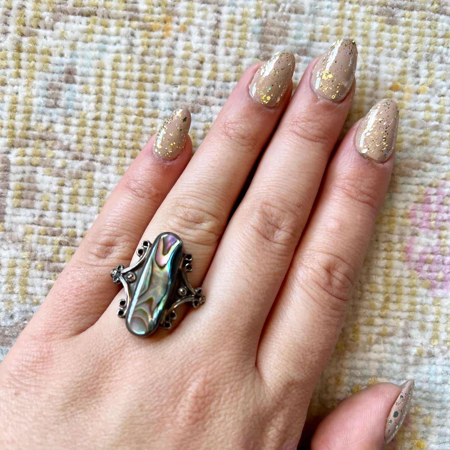 [AS-IS] 1970s Style Abalone & Sterling Silver Ring | size 8