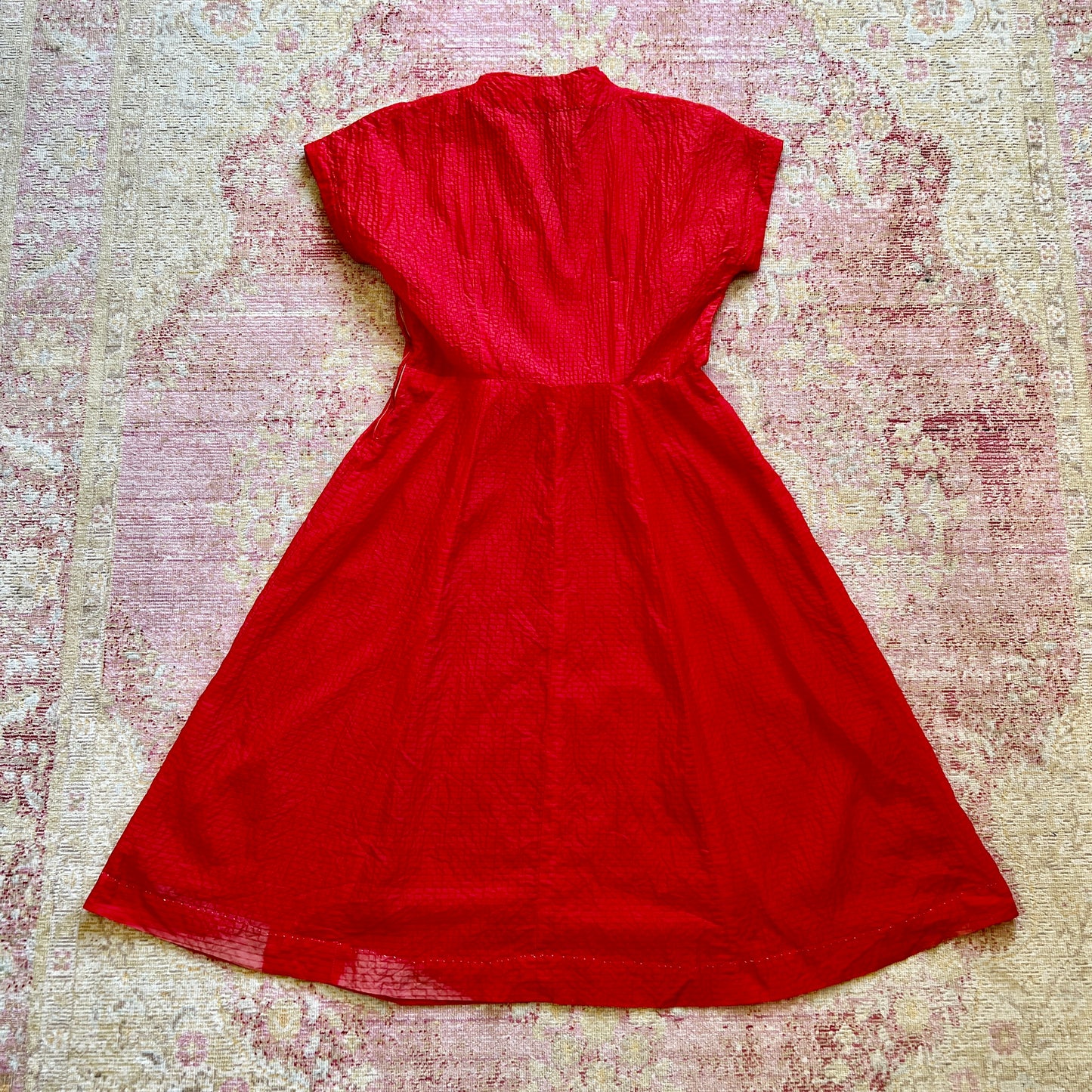 [AS-IS] 1940s Red Shirtwaist Dress | large